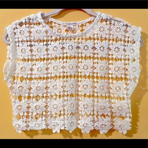 Self Esteem Floral Knit Crop Shirt